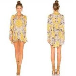 Free People Yellow and Black High Low Dress